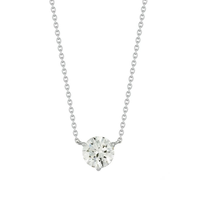 Round Lab-Grown Diamond Solitaire Pendant in White Gold