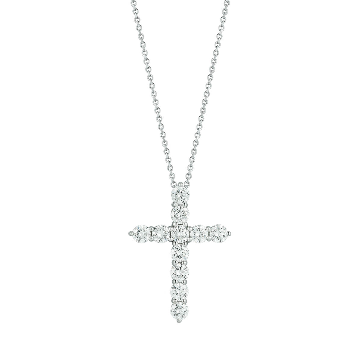 Lab-Grown Diamond Cross Pendant in White Gold