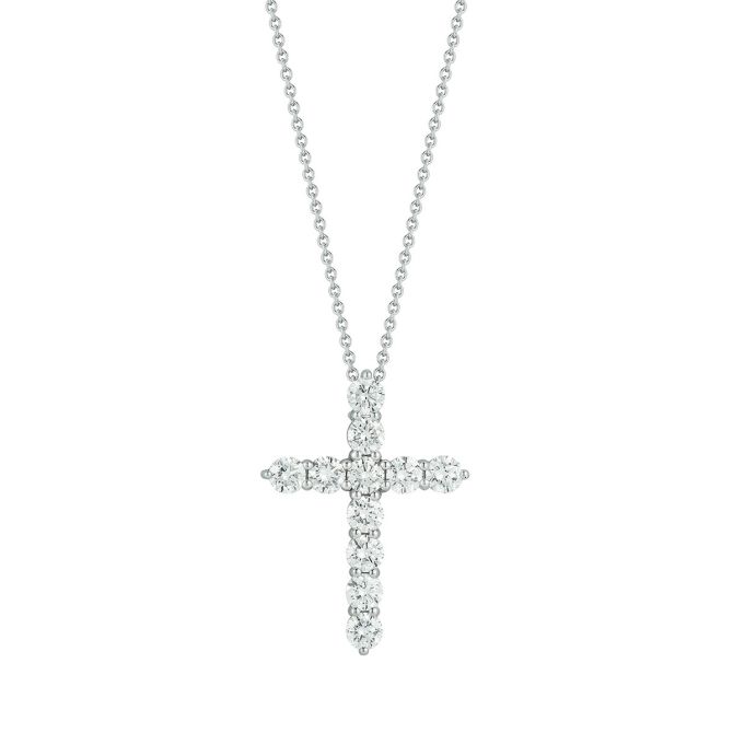Lab-Grown Diamond Cross Pendant in White Gold