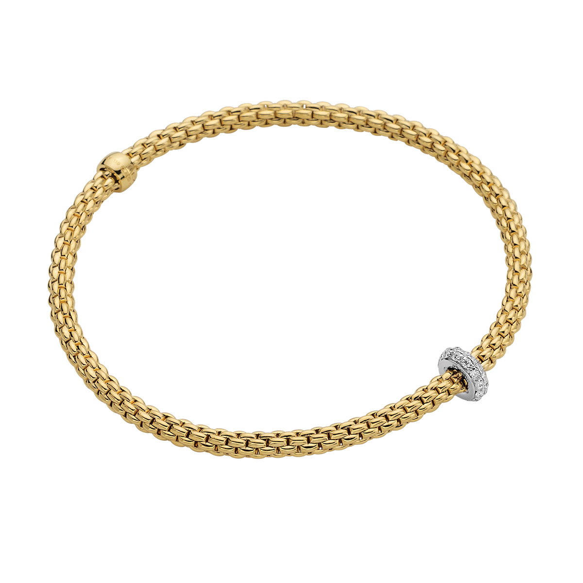 FOPE Flex'It Diamond Single Rondel Stretch Bracelet in Two Tone, 6.3