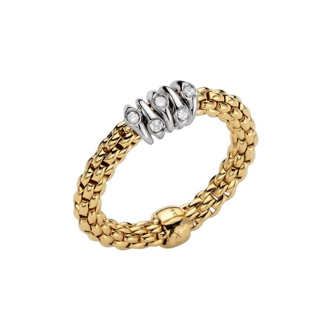 FOPE Flex'It 5 Diamond Rondel Stretch Ring in Two Tone