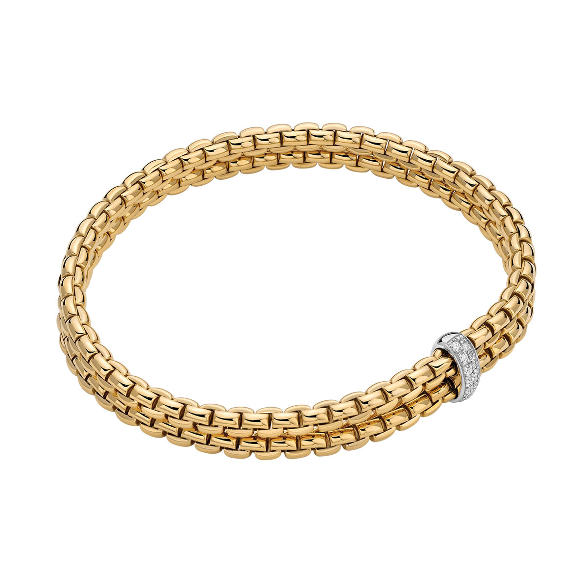 FOPE Flex'It Diamond Rondel Double Strand Stretch Bracelet in Two Tone, 6.3
