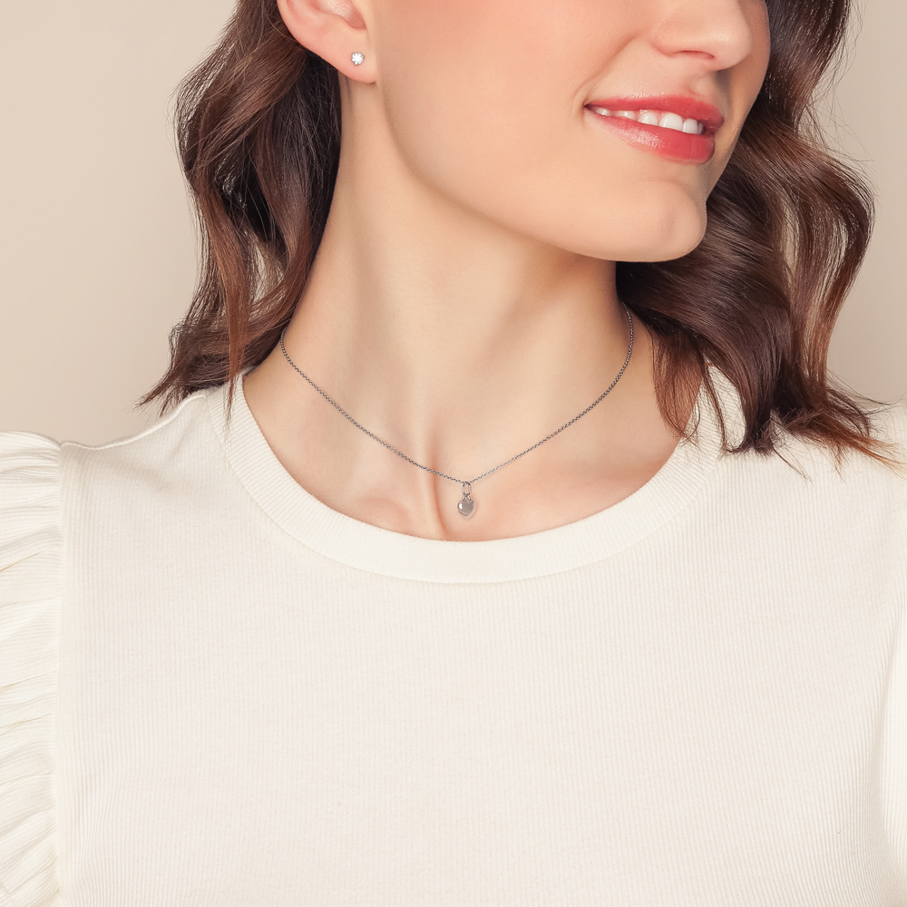 Sterling Silver Mini Heart Pendant, 15