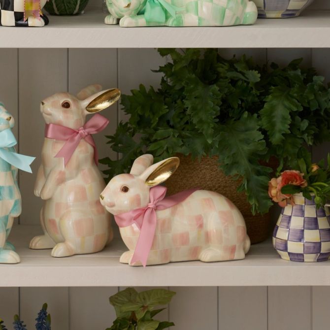 MacKenzie-Childs Rosy Check Resting Bunny | 35514-2280 | Borsheims