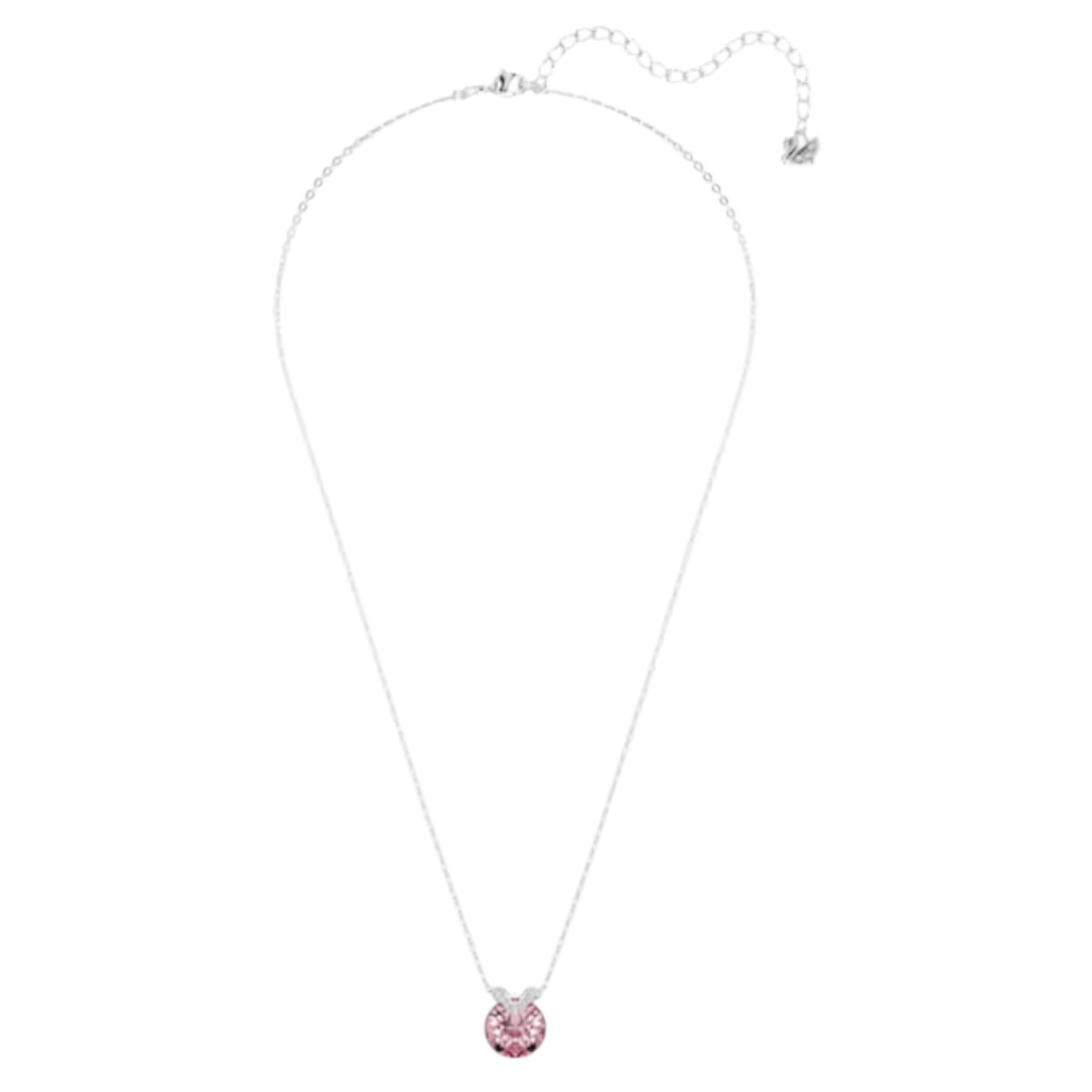 Swarovski Round Cut Bella V Pendant Necklace, Pink and Rhodium Plated