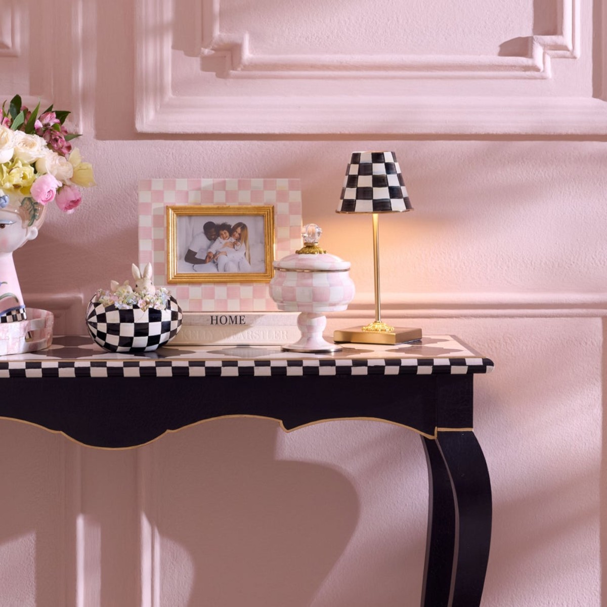 MacKenzie-Childs Check Curiosity Pot, Rosy Check