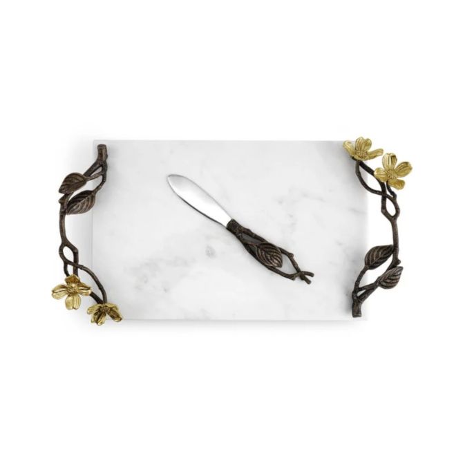 Michael Aram Dogwood Small Cheeseboard and Knife