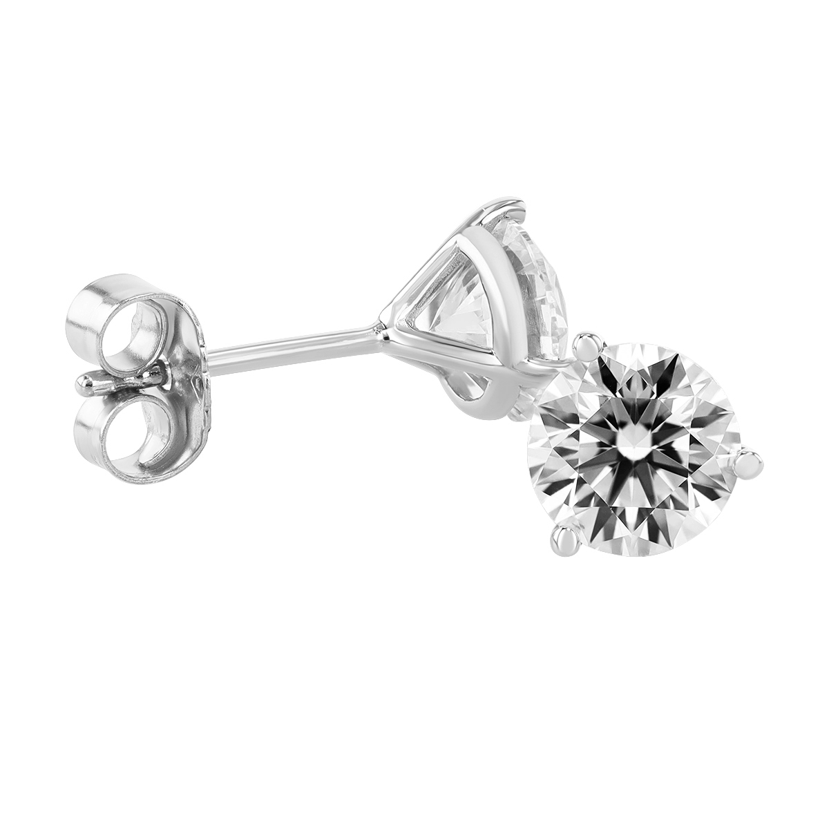 Round Diamond Stud Earrings in 18K White Gold, GH/SI, 1.65 cttw