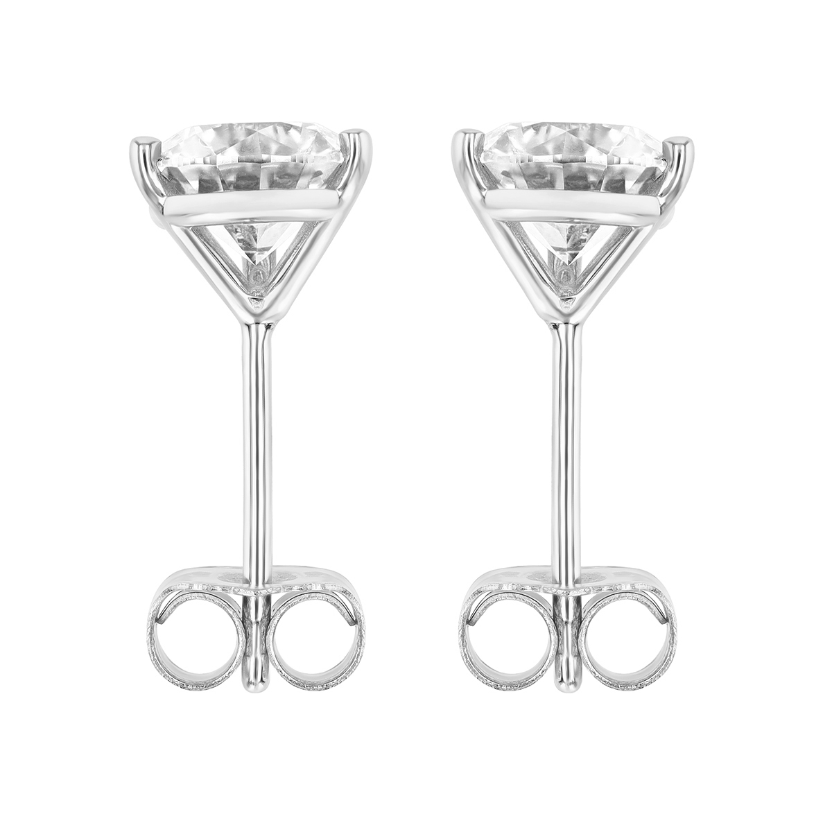 Round Diamond Stud Earrings in 18K White Gold, GH/SI, 1.65 cttw