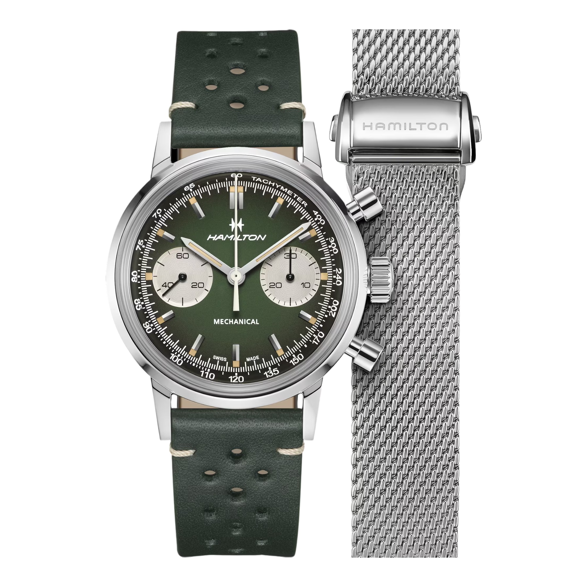 Hamilton American Classic Intra-Matic Chronograph H 40mm Watch, Green Dial