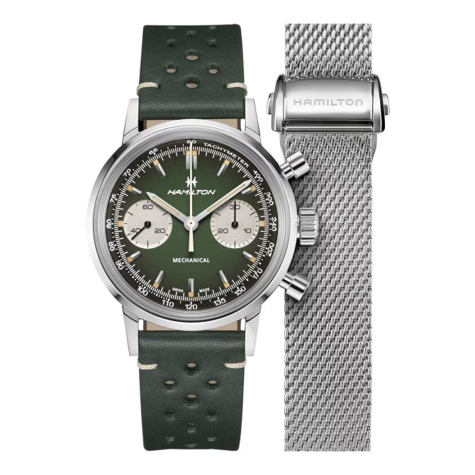 Hamilton American Classic Intra-Matic Chronograph H 40mm Watch, Green Dial