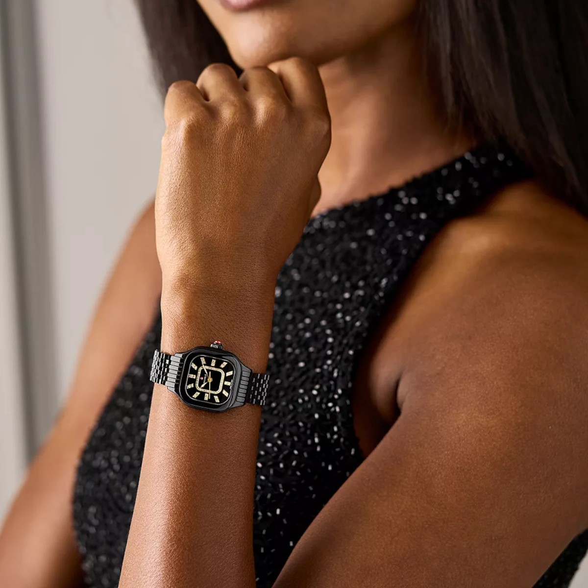 Michele Meggie 29mm Women's Watch, Black and Diamond Dial