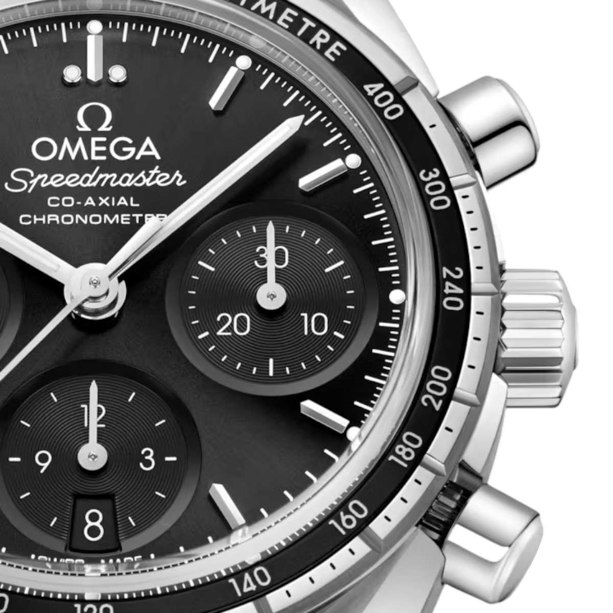 Omega Speedmaster 38 Co-Axial Chronometer Chronograph 38mm Men's Watch, Black and Silver Dial