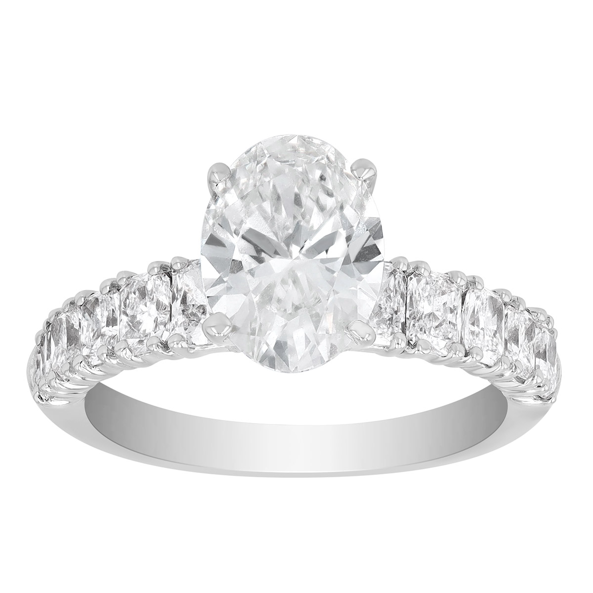 ALTR Lab Grown Oval & Radiant Diamond Side Stone Engagement Ring in White Gold
