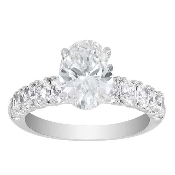 ALTR Lab Grown Oval & Radiant Diamond Side Stone Engagement Ring in White Gold