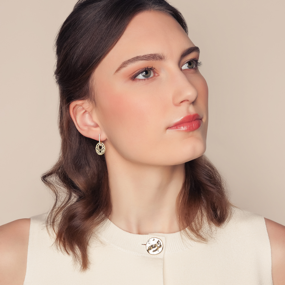 Frederic Sage Oval Swirl Dangle & Diamond Hoop Earrings in Yellow Gold