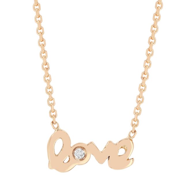 Diamond "love" Necklace in Rose Gold, 18"
