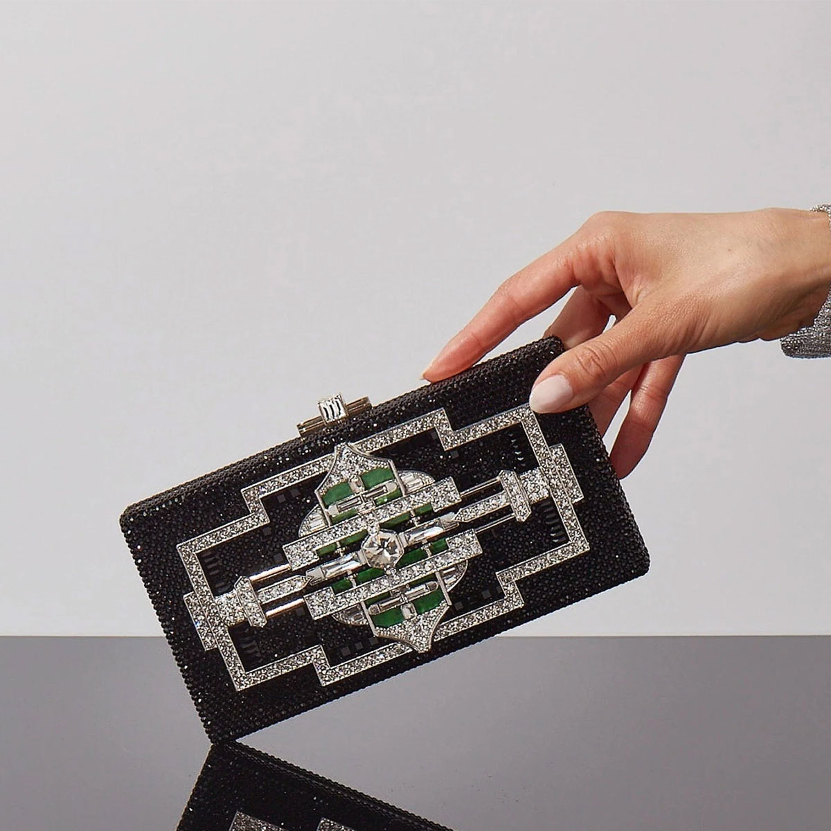 Judith Leiber Sleek Rectangular Lillian Clutch, Silver