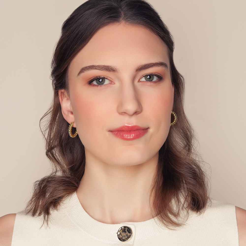 Yellow Gold Spiral Twist Hoop Earrings
