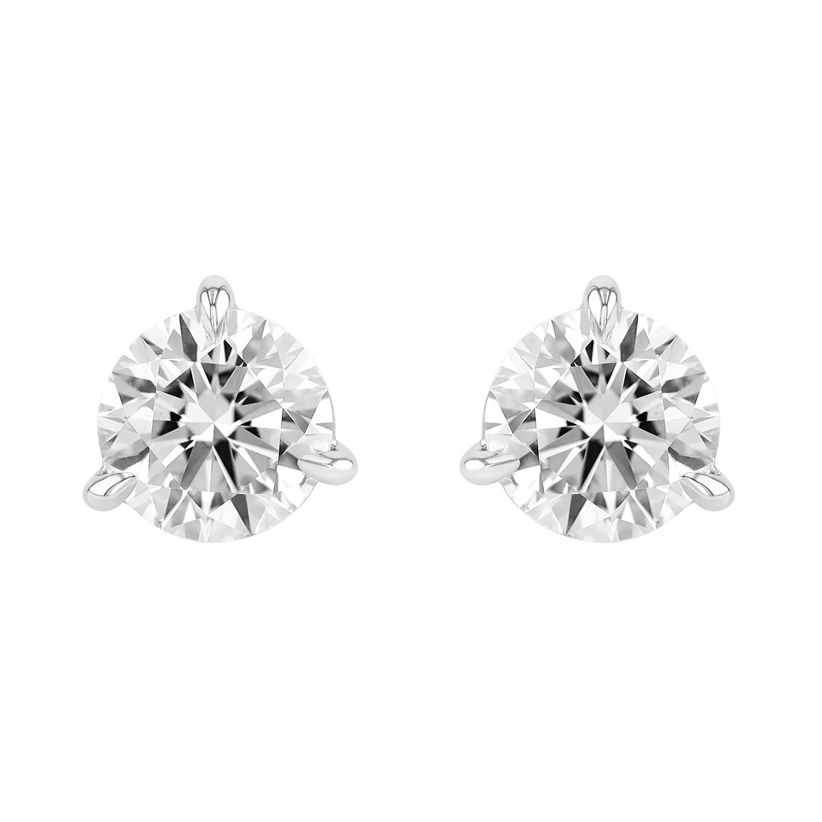 Kwiat Round Diamond Stud Earrings in Platinum, I/SI2, 3.01 cttw