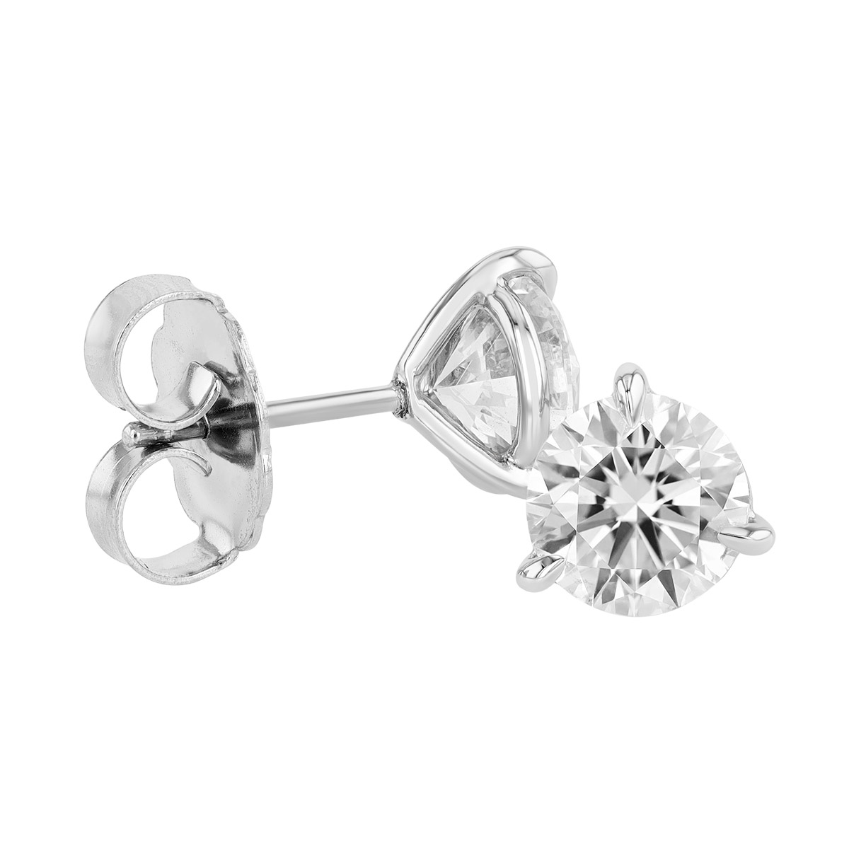 Kwiat Round Diamond Stud Earrings in Platinum, I/SI2, 3.01 cttw