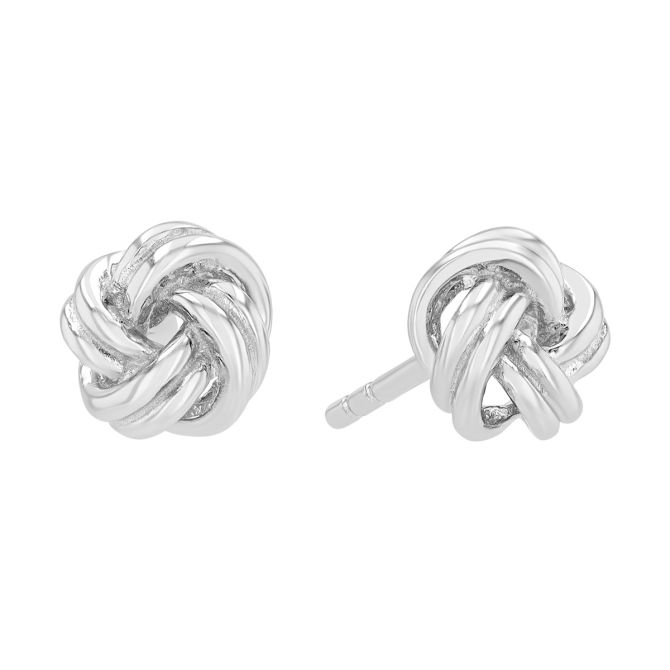Sterling Silver Love Knot Earrings, 7mm