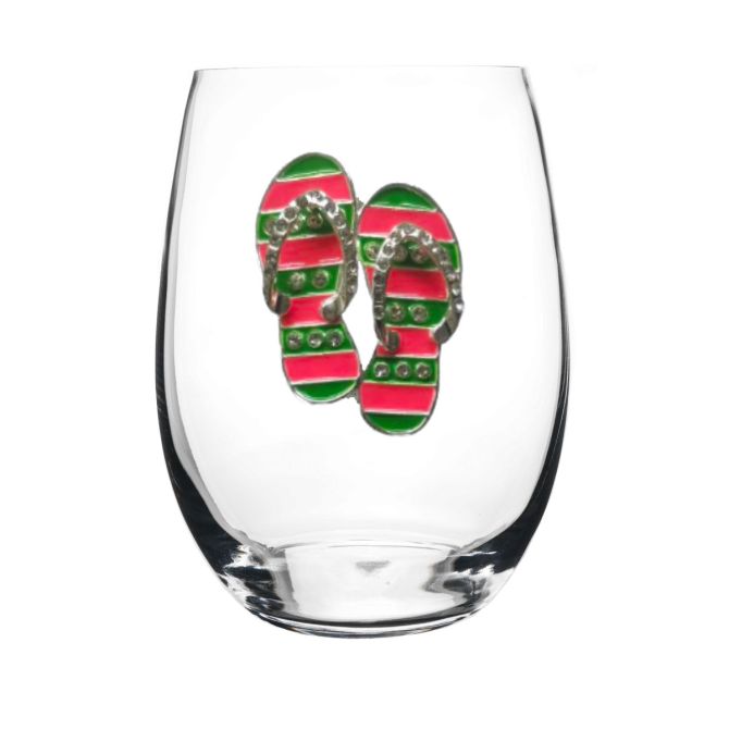The Queens' Jewels Flip Flop Stemless Wineglass