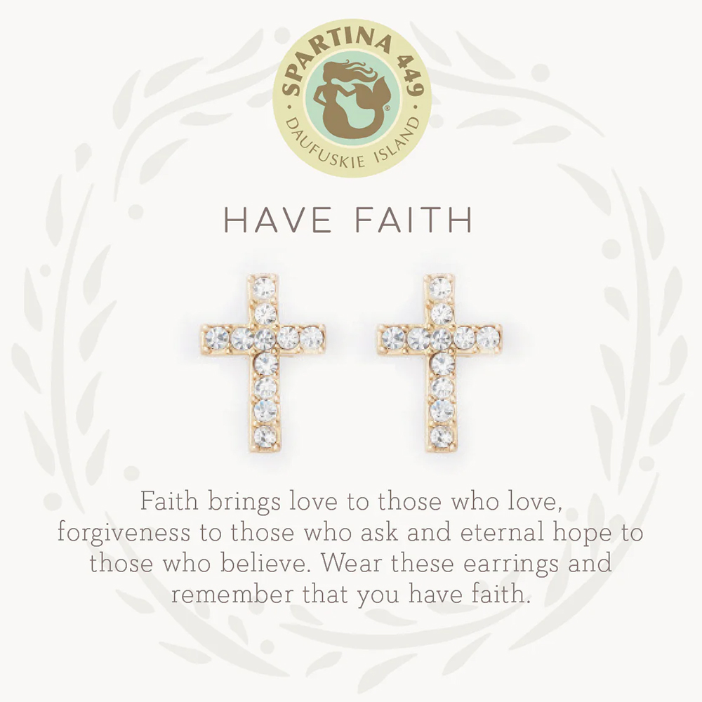 Spartina 449 Sea La Vie Have Faith / Cross Stud Earrings