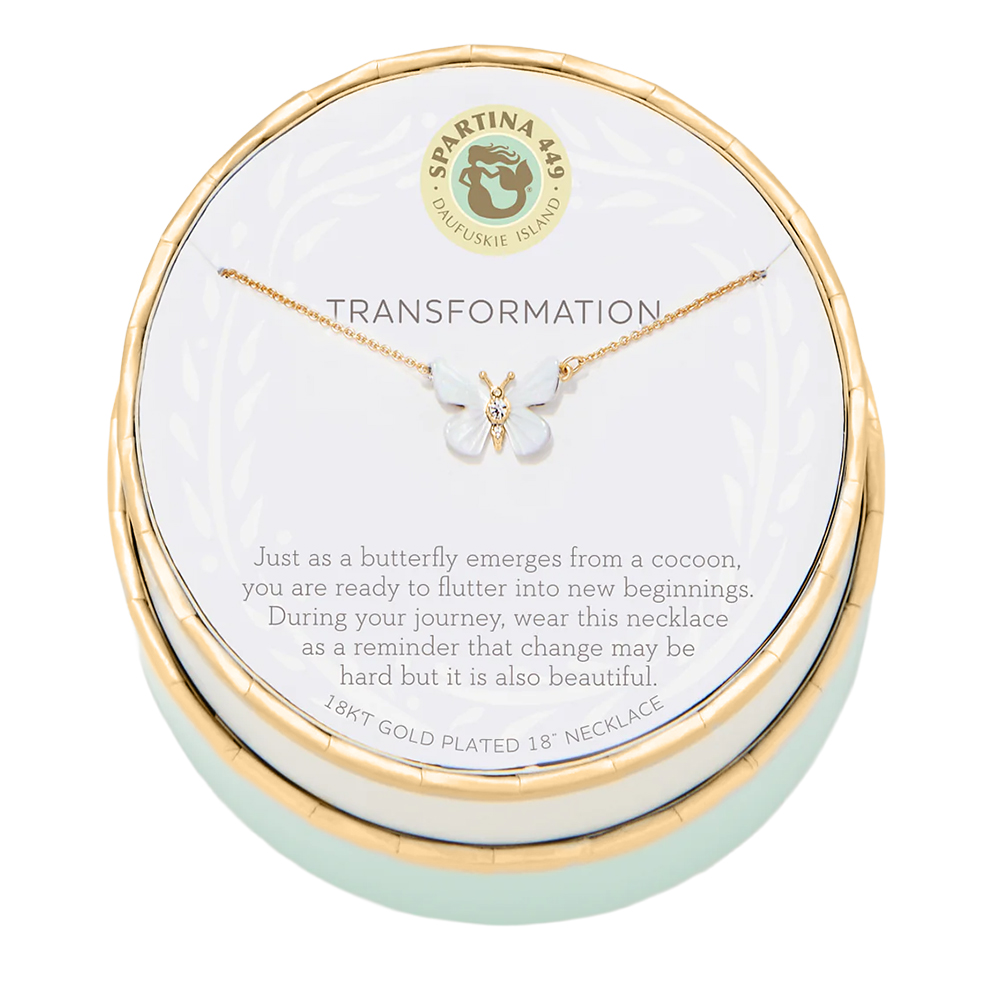 Spartina 449 Sea La Vie Transformation Mother of Pearl Monarch Necklace, Yellow Gold Plate