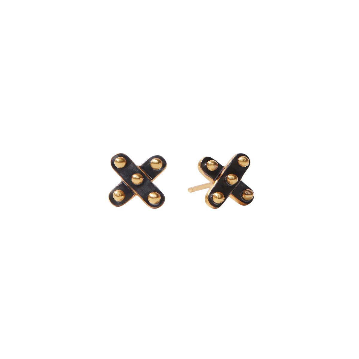 Julie Vos SoHo Demi X Stud Earrings, Yellow Gold Plated