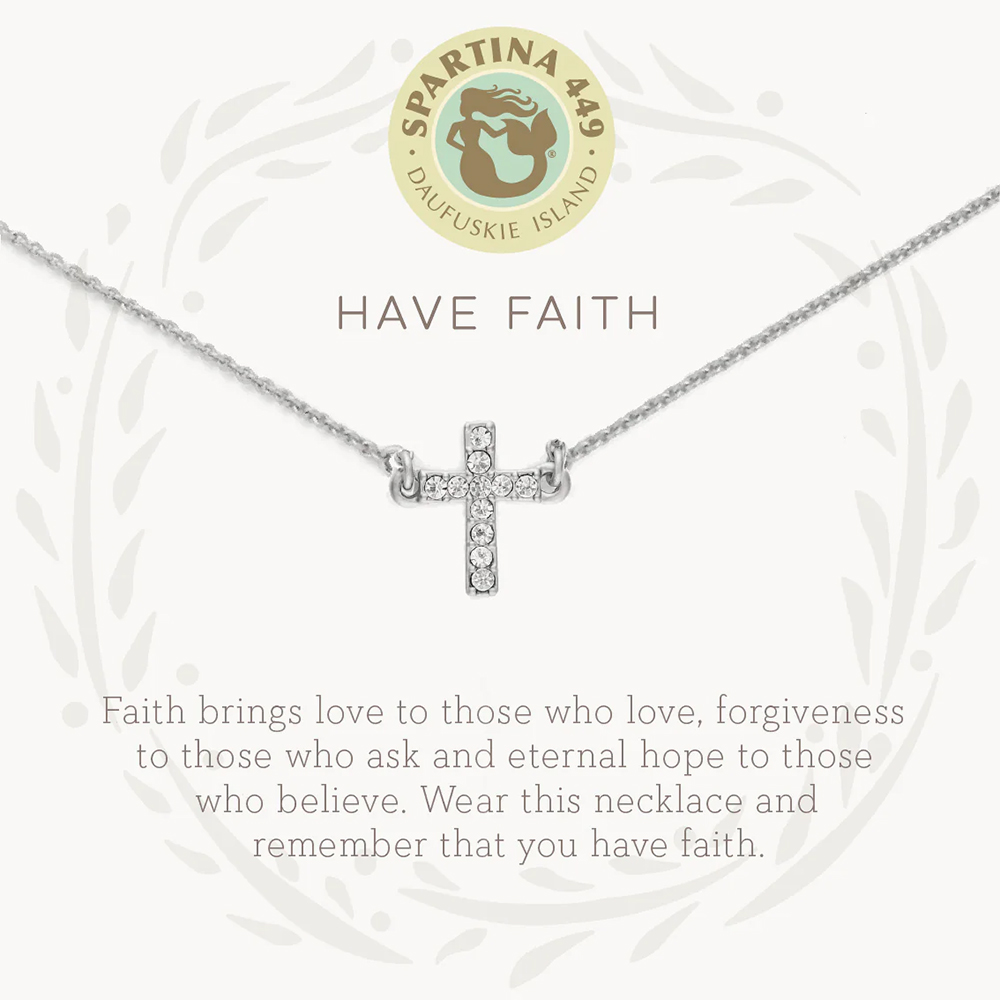Spartina 449 Sea La Vie Have Faith / Cross Silver Necklace, 18