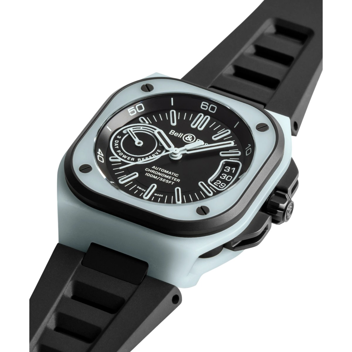 Bell & Ross BR-X5 Blue Lum 41mm Men's Watch, Matte Black Dial