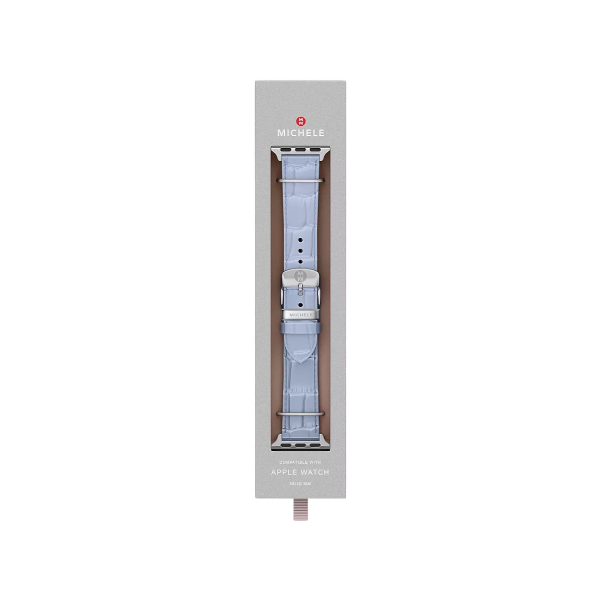 Michele Leather Band for Apple Watch, Pastel Blue