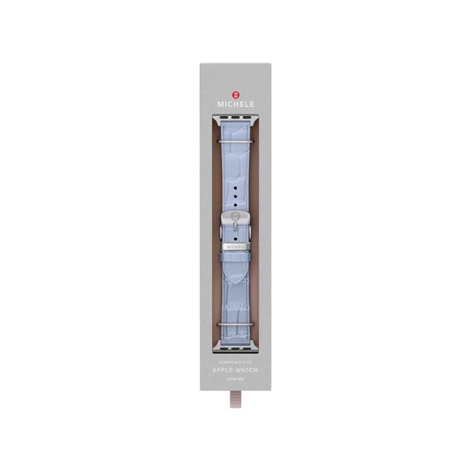 Michele Leather Band for Apple Watch, Pastel Blue