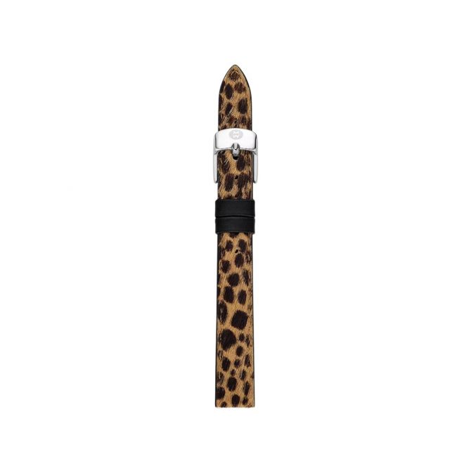 Michele Leopard Print Pony Hair Leather Strap, 12mm