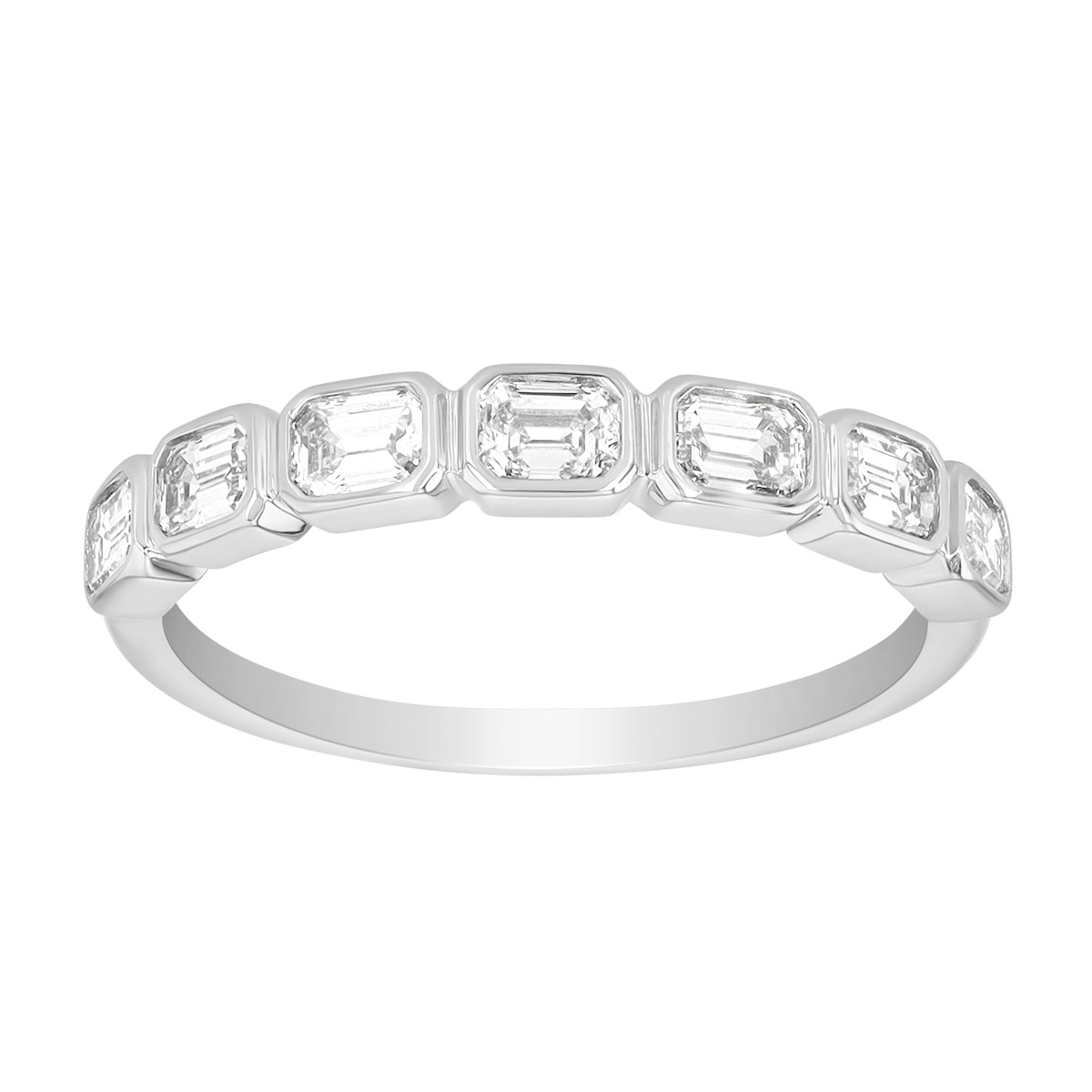 Bezel Set Diamond Rectangle Pattern Ring in White Gold