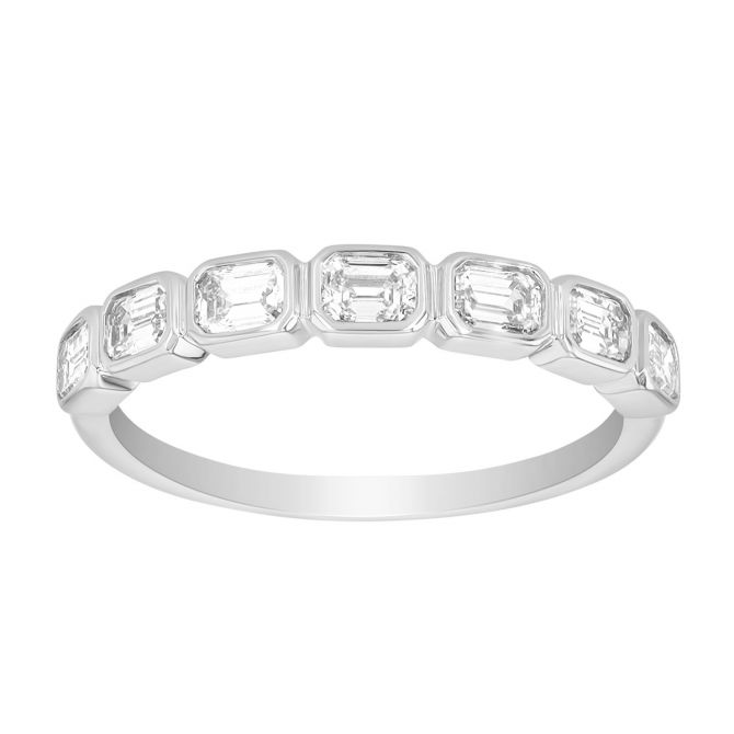 Bezel Set Diamond Rectangle Pattern Ring in White Gold