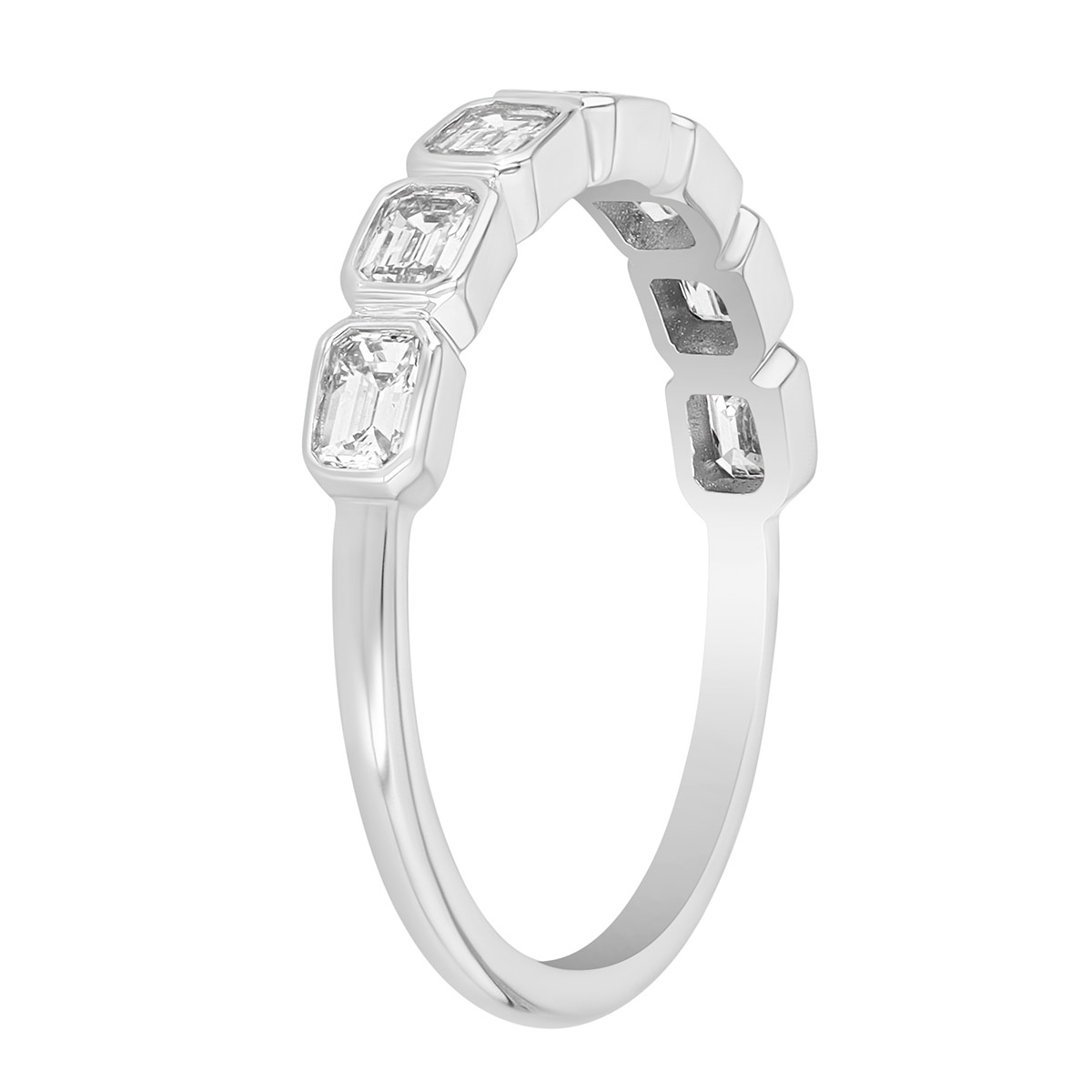 Bezel Set Diamond Rectangle Pattern Ring in White Gold