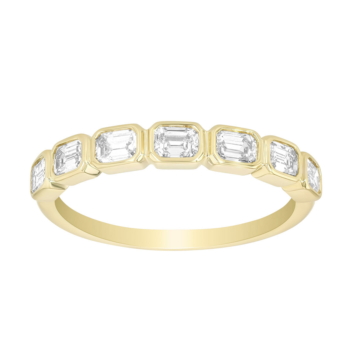 Bezel Set Diamond Rectangle Pattern Ring in Yellow Gold