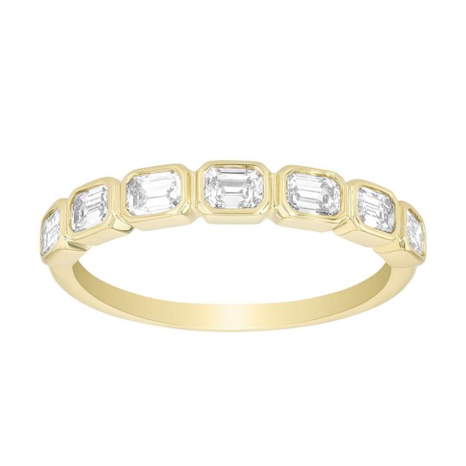 Bezel Set Diamond Rectangle Pattern Ring in Yellow Gold