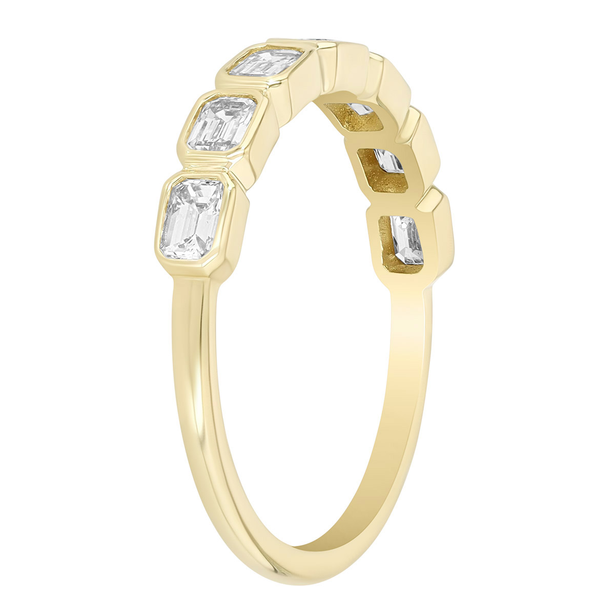 Bezel Set Diamond Rectangle Pattern Ring in Yellow Gold
