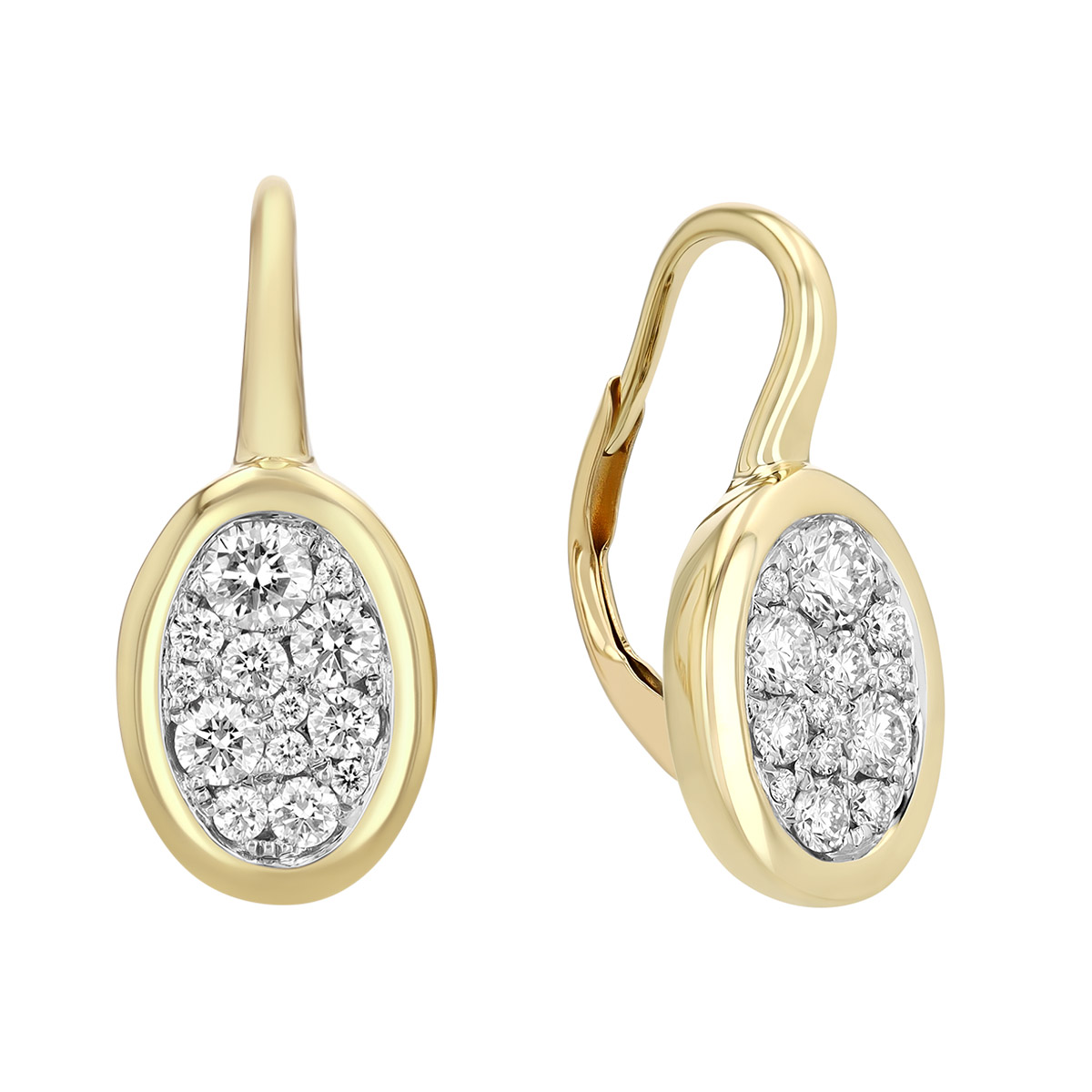 Frederic Sage Jolie Diamond Pavé Oval Drop Earrings in Two Tone