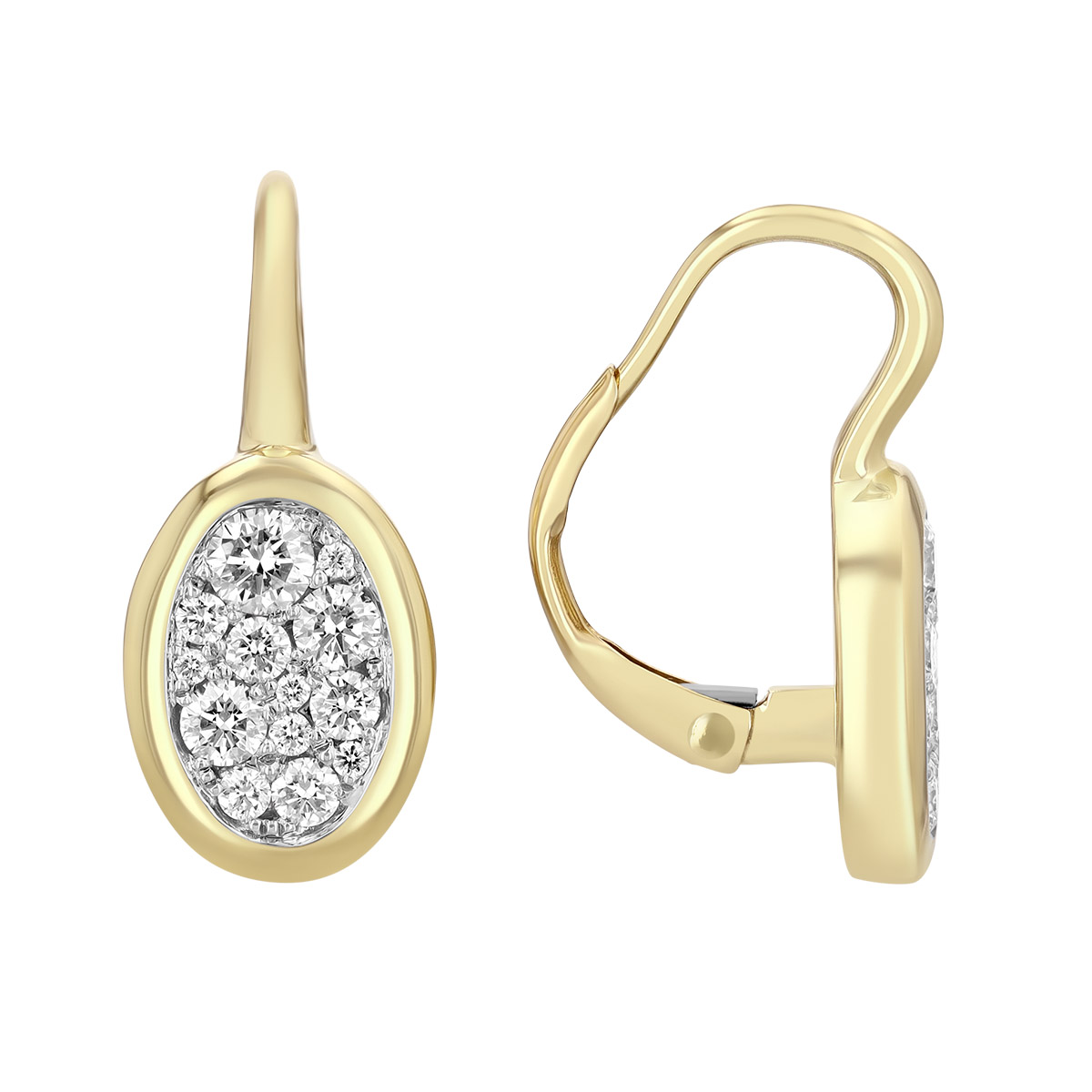 Frederic Sage Jolie Diamond Pavé Oval Drop Earrings in Two Tone