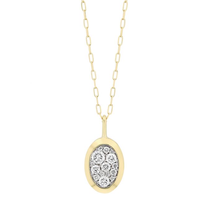 Frederic Sage Jolie Diamond Pavé Oval Pendant in Two Tone, 18"