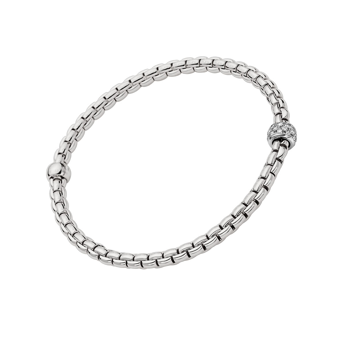 FOPE Eka Flex'It White Gold Bracelet with Diamond Pavé Rondel, 5.91
