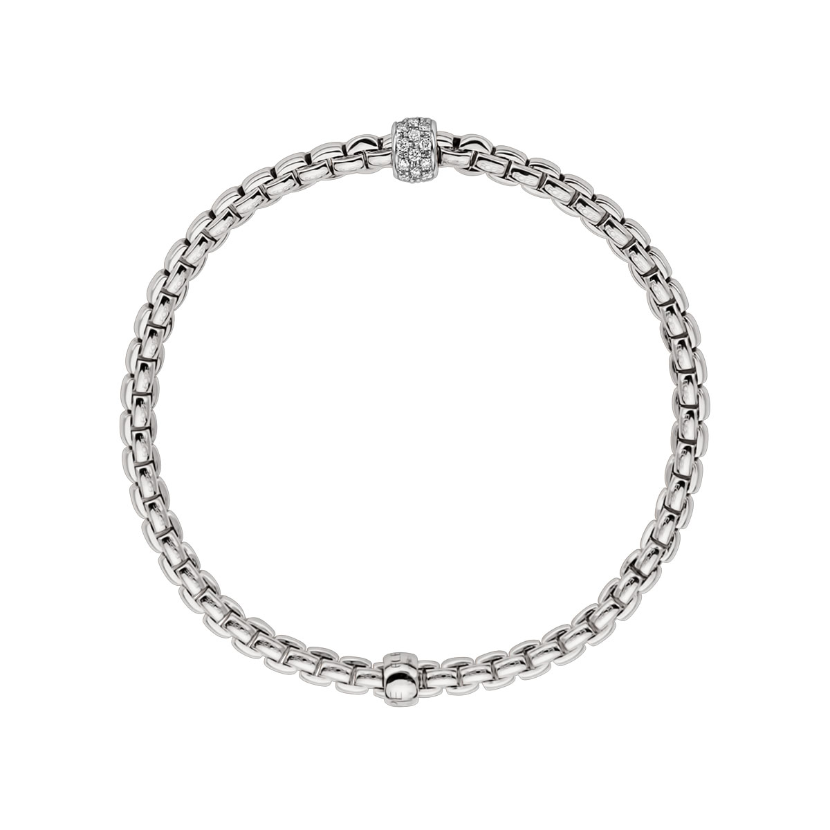 FOPE Eka Flex'It White Gold Bracelet with Diamond Pavé Rondel, 5.91