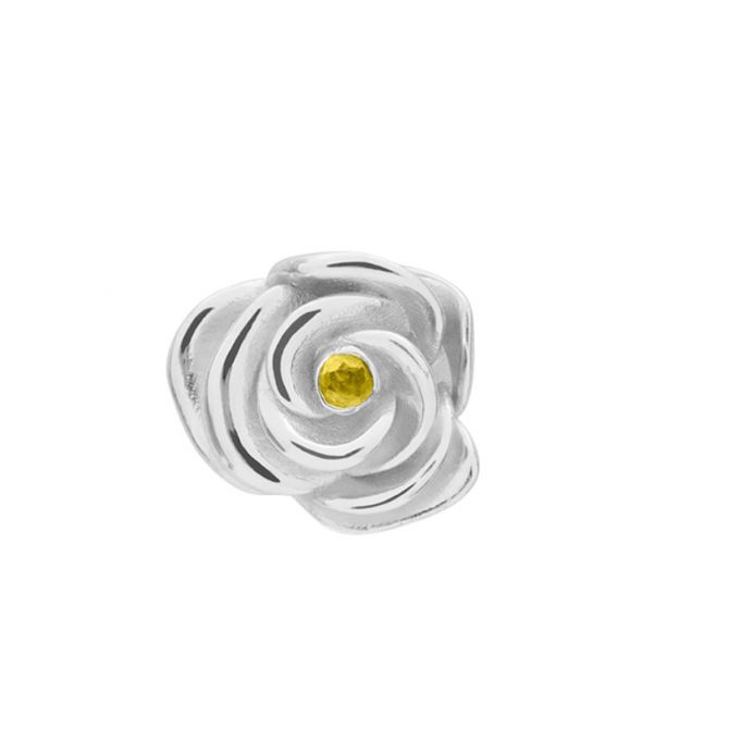 Marco Dal Maso Yellow Sapphire Single Rose Lapel Pin in Sterling Silver