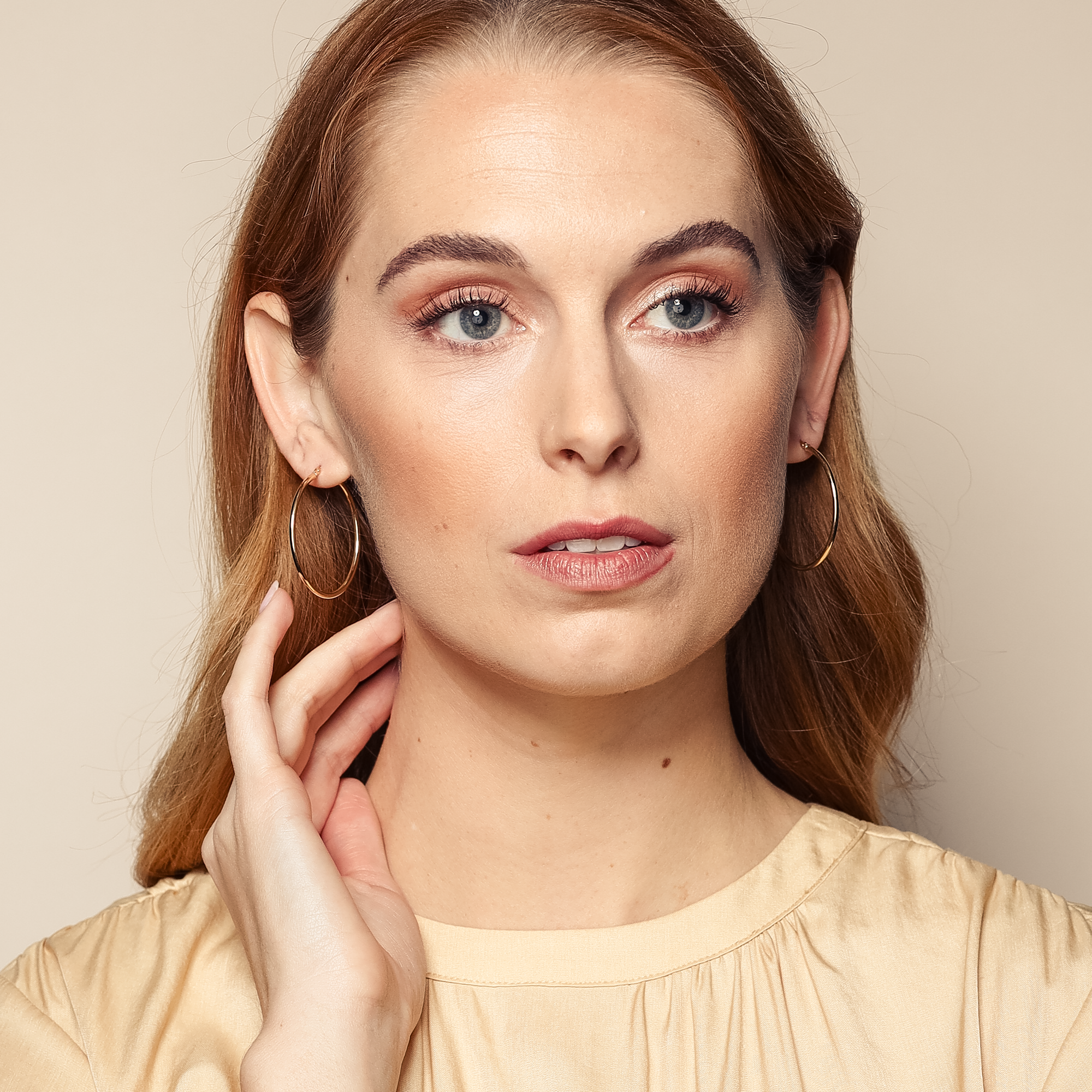 Yellow Gold Hoop Earrings, 40 mm