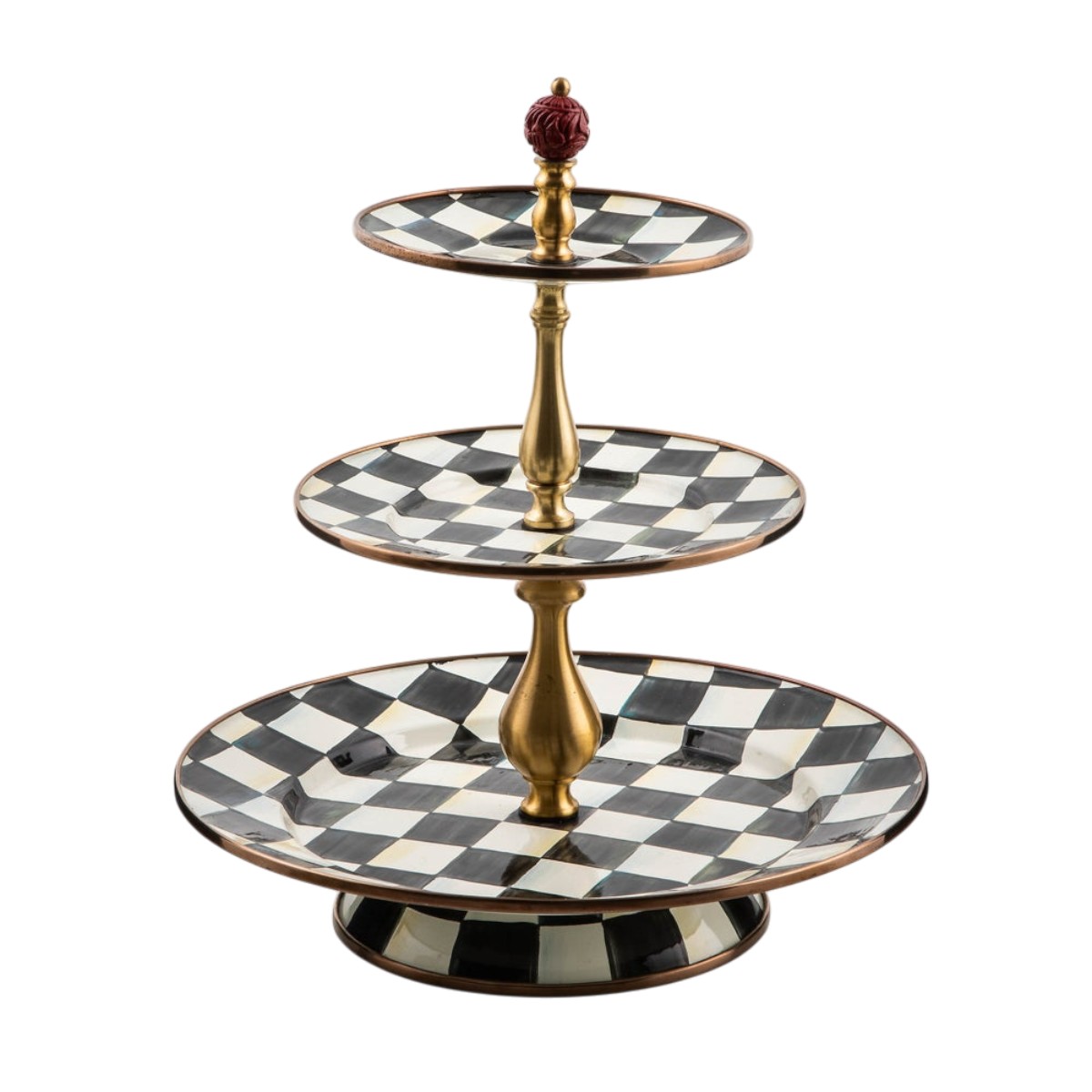 MacKenzie-Childs Courtly Check Enamel Three Tier Sweet Stand