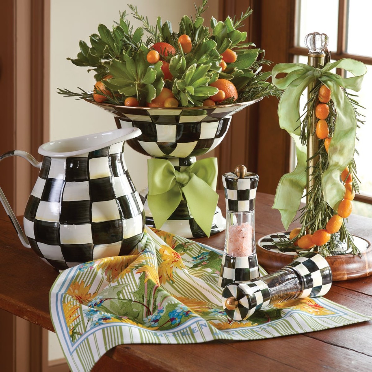 MacKenzie-Childs Courtly Check Enamel Pitcher